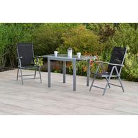 Gartenmöbel Set 3-tlg. Amalfi Aus Aluminium - Silberfarben/Schwarz, MODERN, Metall - Gardenson