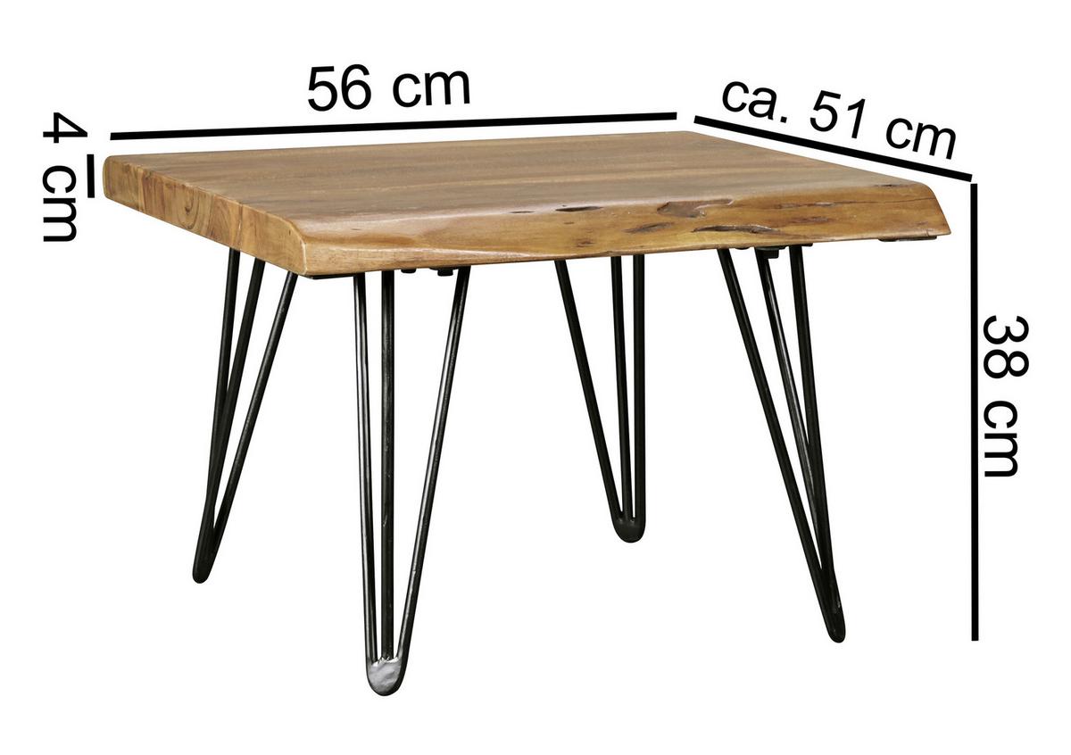 Konferenčný stolík MAHILO masív - čierna/farba indického palisandra, Design, kov/drevo (56/51/38cm) - MID.YOU