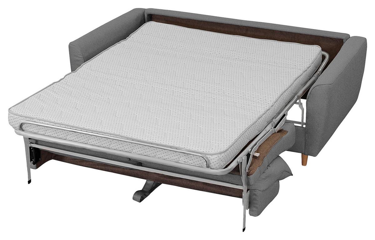 Schlafsofa Winter Dunkelgrau B: 195 cm - Dunkelgrau/Buchefarben, Design, Textil (195/90/102cm) - Livetastic