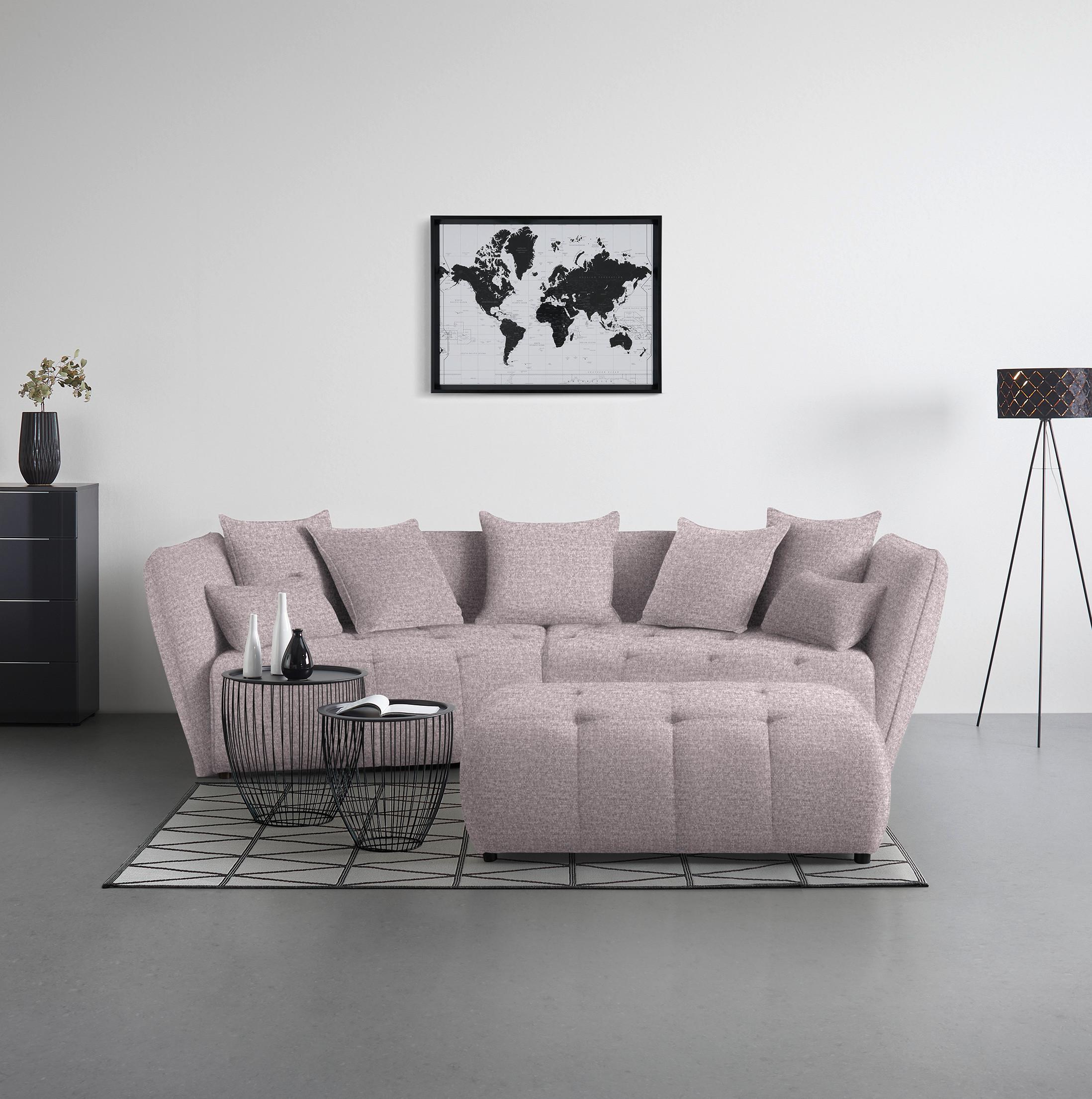 Taburet SOFI, šeříková - černá/šeříková, Moderní, textil (128/48/70cm) - Premium Living