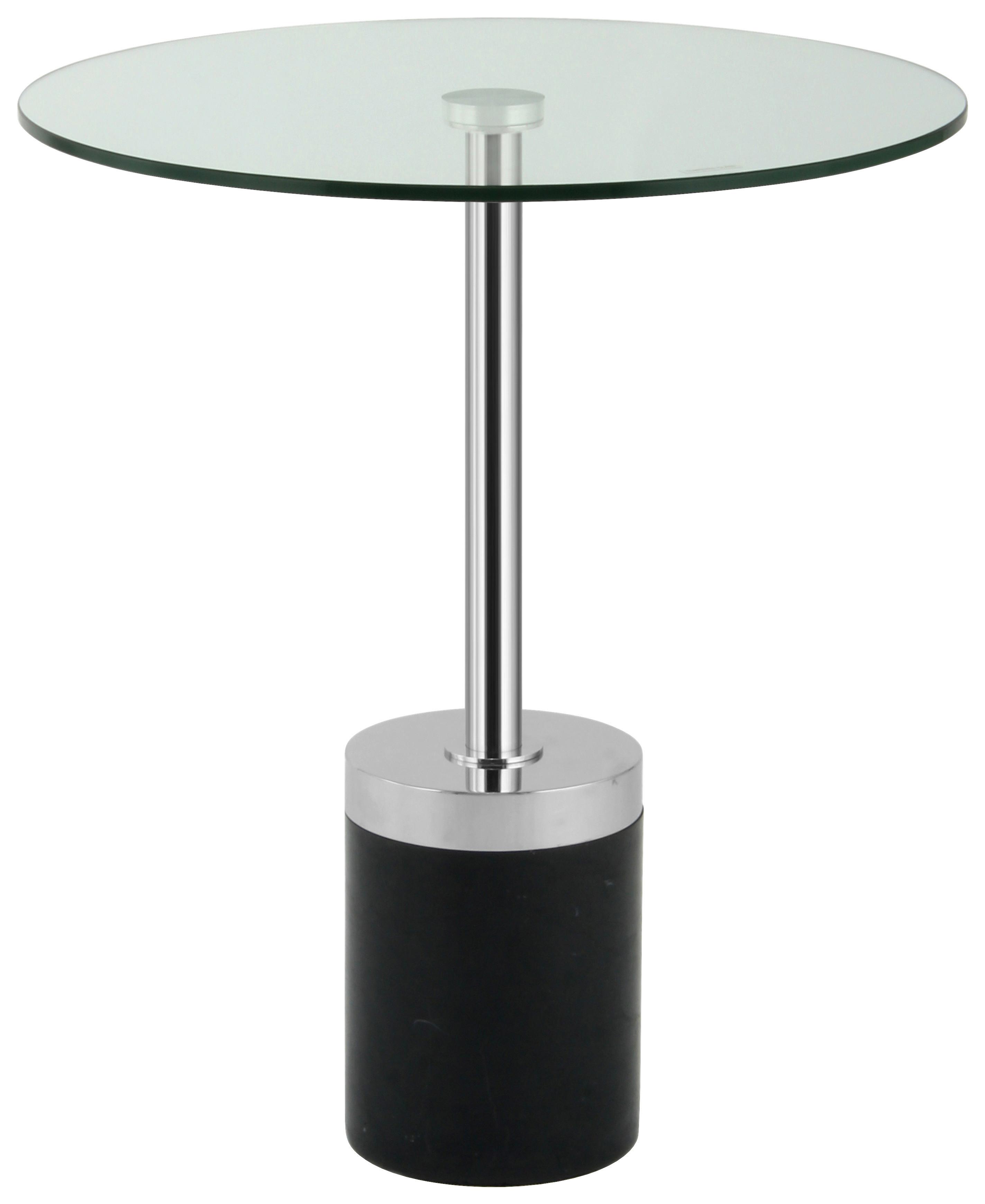 Beistelltisch Lana 125 Schwarz/Silberfarben B: 53 cm - Silberfarben/Schwarz, Design, Glas/Stein (46/46/53cm) - Kayoom