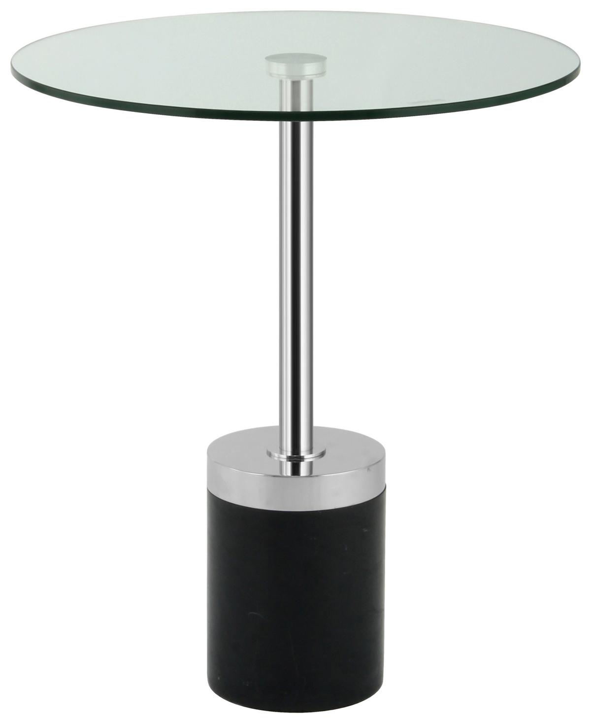 Beistelltisch Lana 125 Schwarz/Silberfarben B: 53 cm - Silberfarben/Schwarz, Design, Glas/Stein (46/46/53cm) - Kayoom