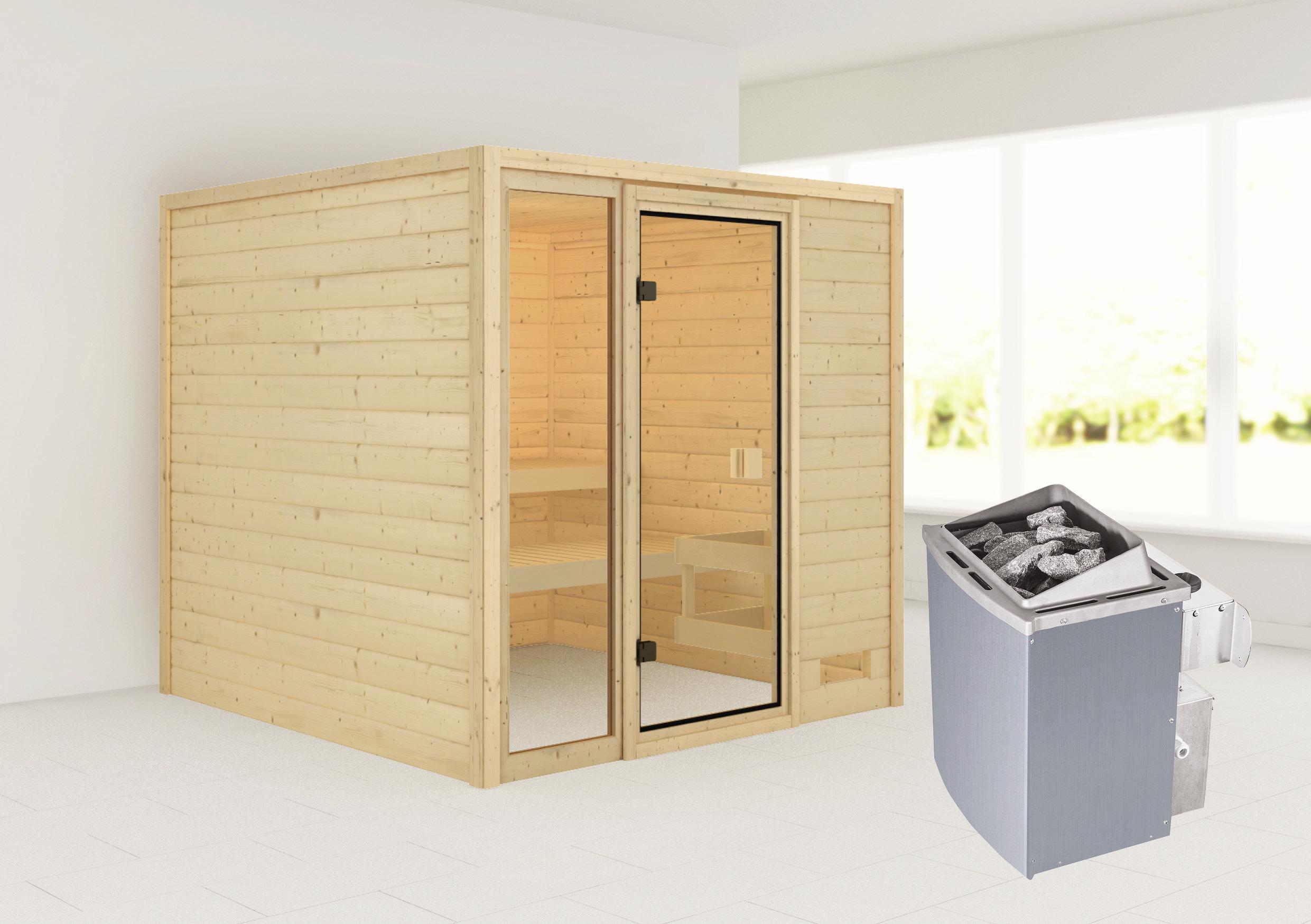 Sauna Marseille 1 Mit Int. Steuerung 196x187x196 Cm - Naturfarben, Basics, Holz (196/187/196cm) - Karibu