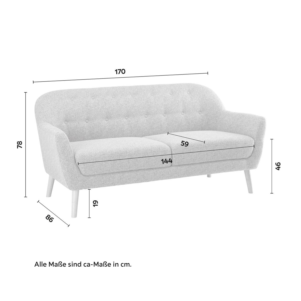Pohovka LORY šedá - tmavě šedá/přírodní barvy, Moderní, dřevo/textil (170/78/86cm) - Bessagi Home