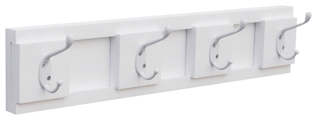 Hakenleiste Helga B: 48 cm 4 Haken - Weiß, MODERN, Holzwerkstoff/Metall (48/10/9cm)