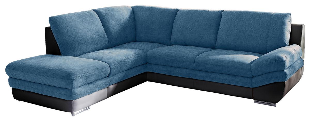 Wohnlandschaft In L-Form Nardo 221x264 cm - Blau/Chromfarben, MODERN, Textil (221/264cm) - MID.YOU