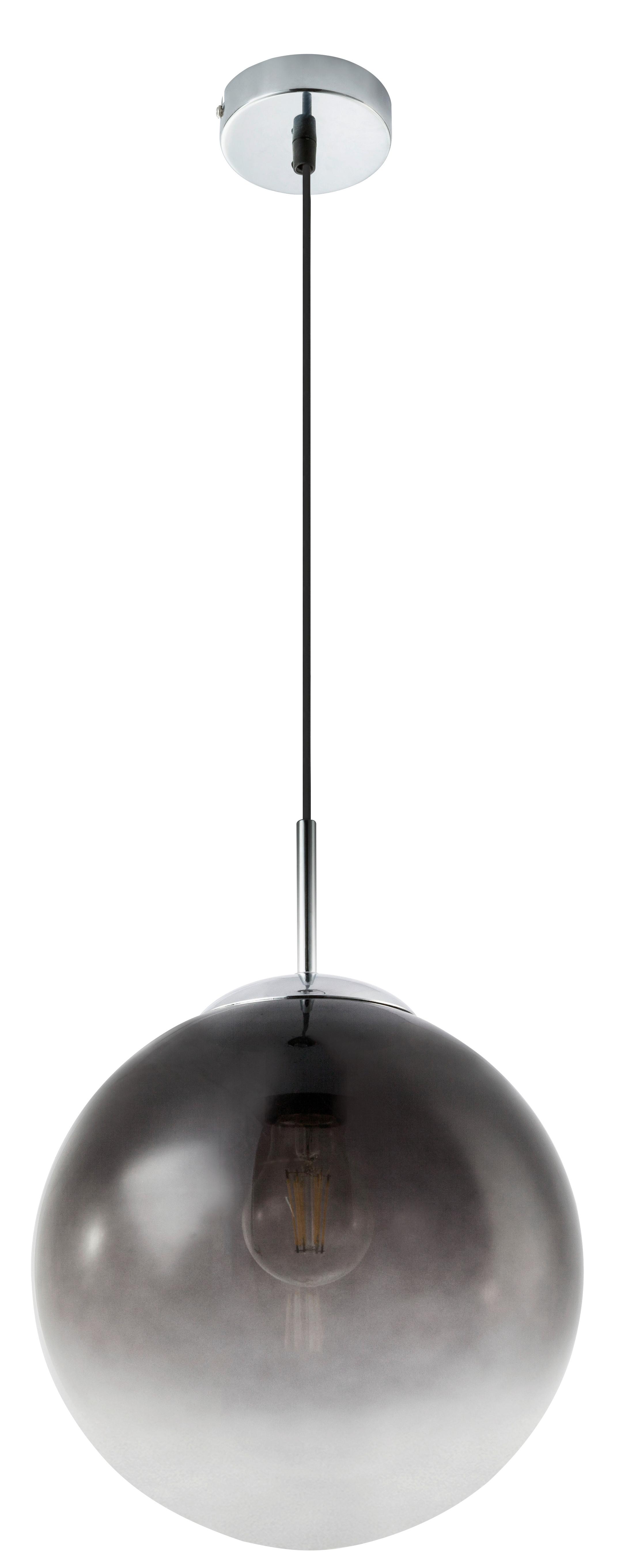 Hängeleuchte H: 120 Cm 1-Flammig Mit Rauchglas - Chromfarben/Grau, Basics, Glas/Metall (25/120cm) - Globo
