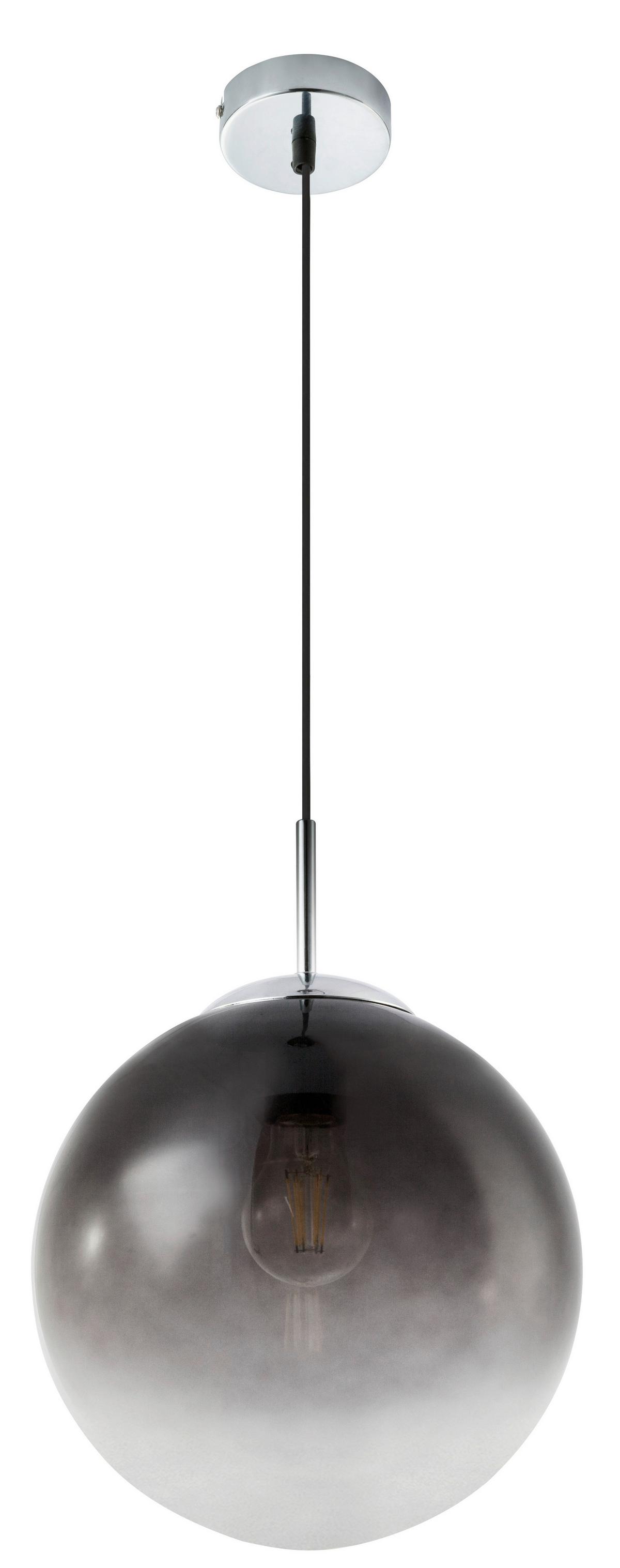 Hängeleuchte H: 120 Cm 1-Flammig Mit Rauchglas - Chromfarben/Grau, Basics, Glas/Metall (25/120cm) - Globo