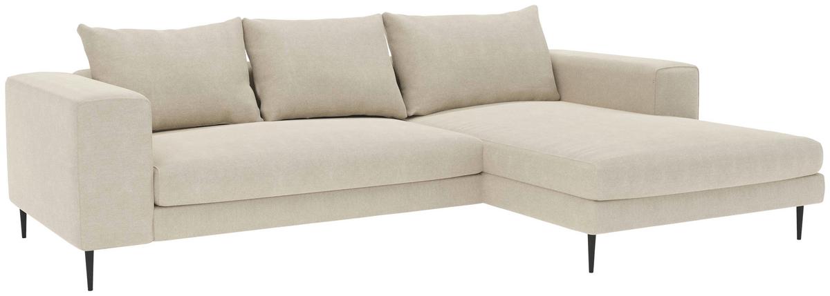 Ecksofa Aurora Ii - Beige/Schwarz, MODERN, Textil (275/170cm) - Trendmanufaktur