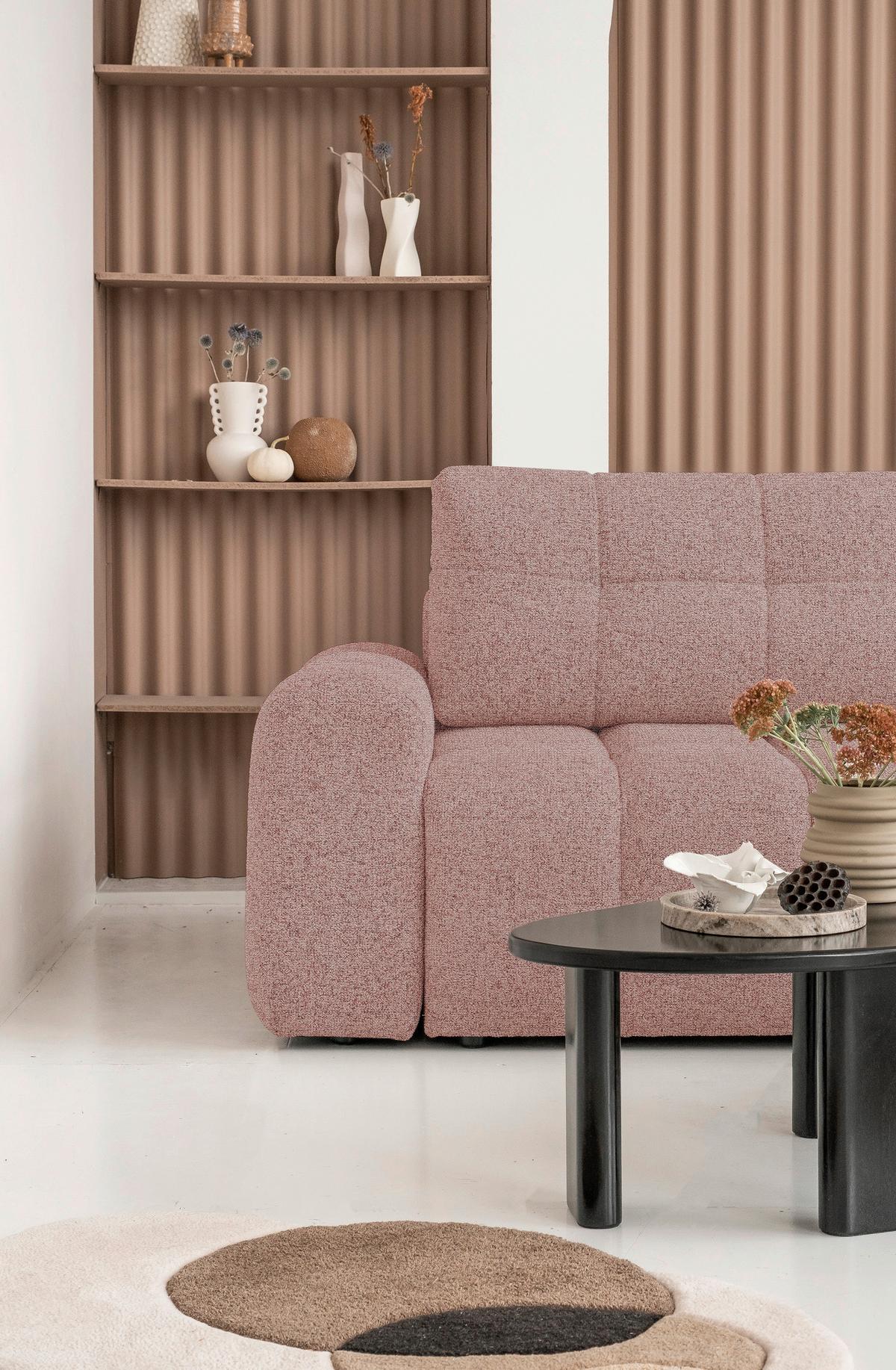 Ecksofa Lulu Rot S: 268x184cm - Rot/Schwarz, Design, Textil (268/184cm) - MID.YOU