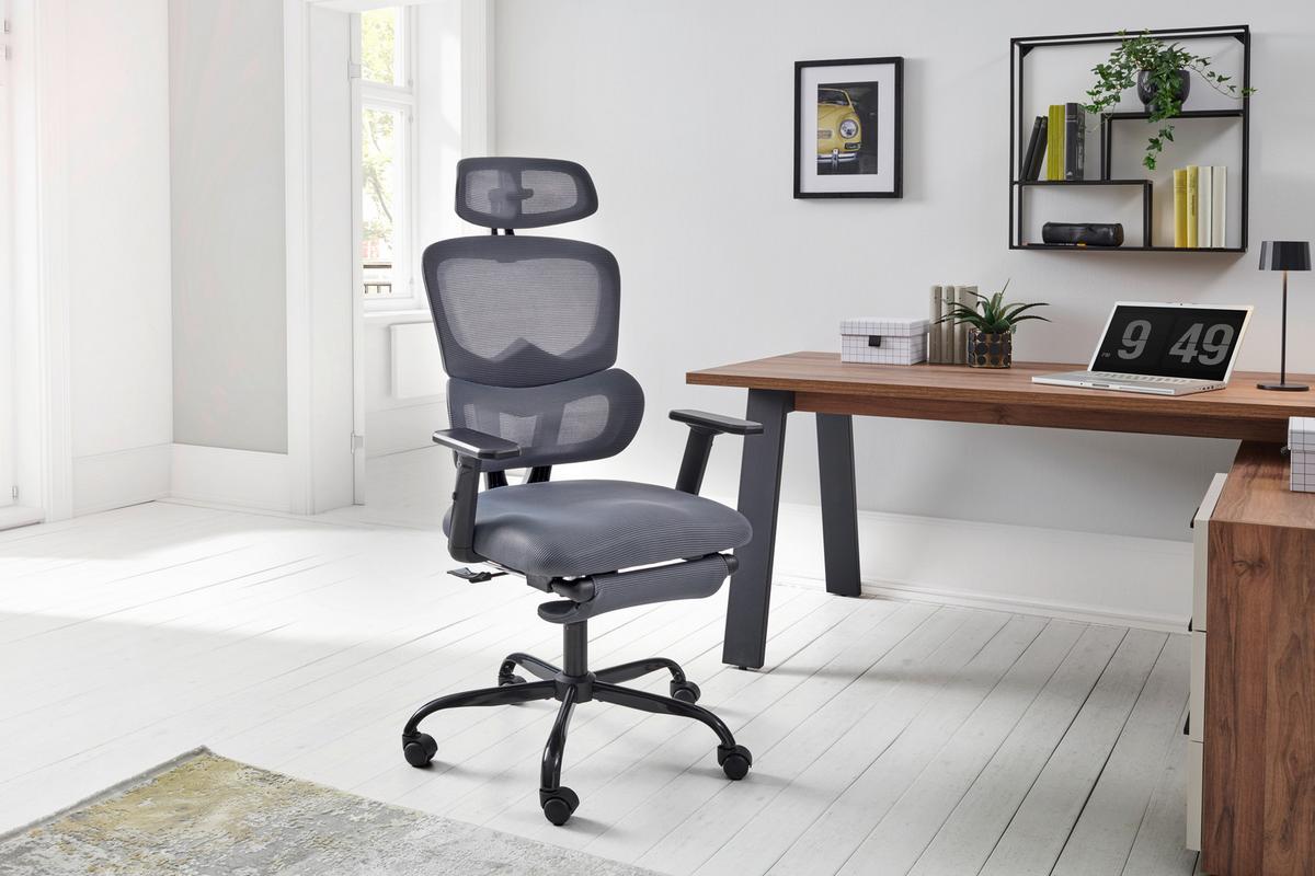 Drehstuhl Parma - Schwarz/Grau, MODERN, Kunststoff/Textil (65/115-123/68cm) - Livetastic