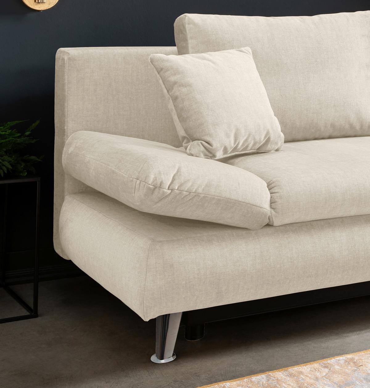Schlafsofa Dale Beige B: 208 Cm - Chromfarben/Beige, MODERN, Textil (208/86/95cm) - Livetastic