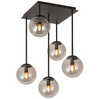 Hängeleuchte Yasmin H: 60 Cm 5-Flammig - Schwarz, ROMANTIK / LANDHAUS, Glas/Metall (41/41/60cm) - James Wood