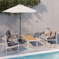 TERASOVÁ SEDACÍ SOUPRAVA FLORENZ 1 - barvy teak/světle šedá, Moderní, kov/textil - Mömax