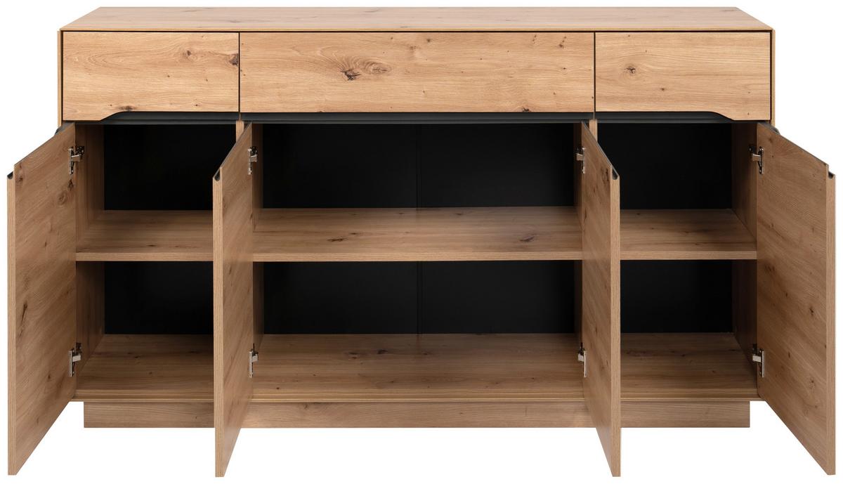 Sideboard Meran Anthrazit/Eiche B: 160 cm - Anthrazit/Eiche Artisan, Trend, Holzwerkstoff (160/90/37,5cm)