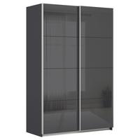 Schwebetürenschrank B: 136cm Feldkirch Grau - Anthrazit/Anthrazit Hochglanz, MODERN, Glas/Holzwerkstoff (136/210/62cm)