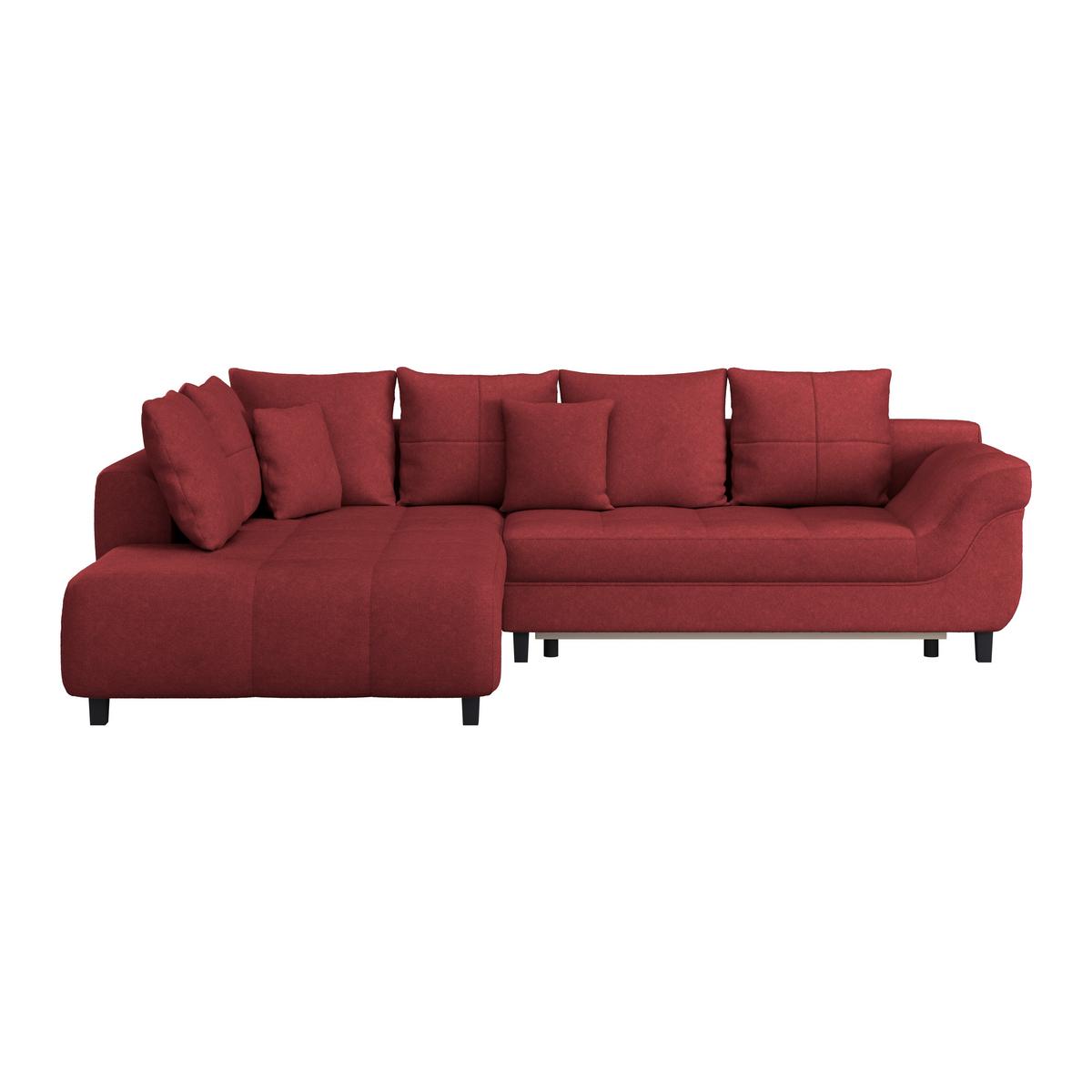 Ecksofa Mendoza - Rot/Schwarz, Design, Textil (197/309cm) - Ondega