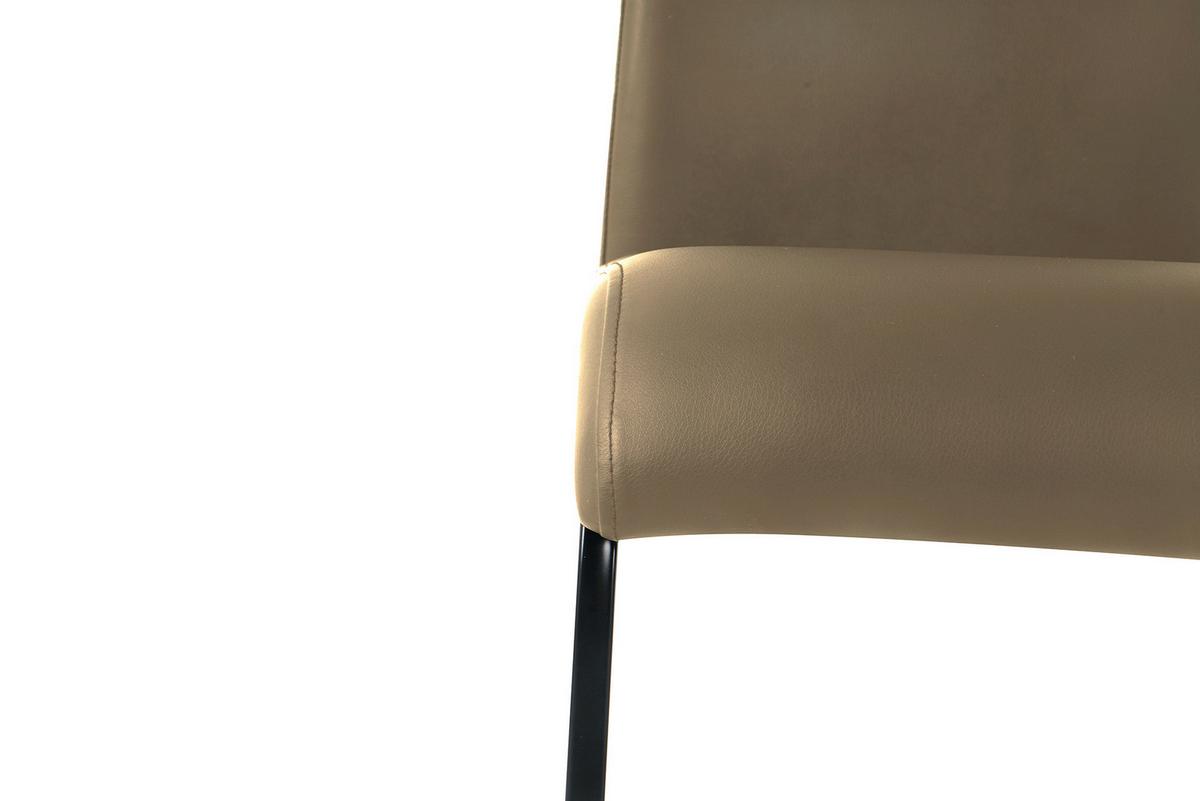 Stuhl-set Lederlook Taupe, B: 42cm - Taupe/Schwarz, Design, Kunststoff/Textil (42/98/56cm) - Livetastic