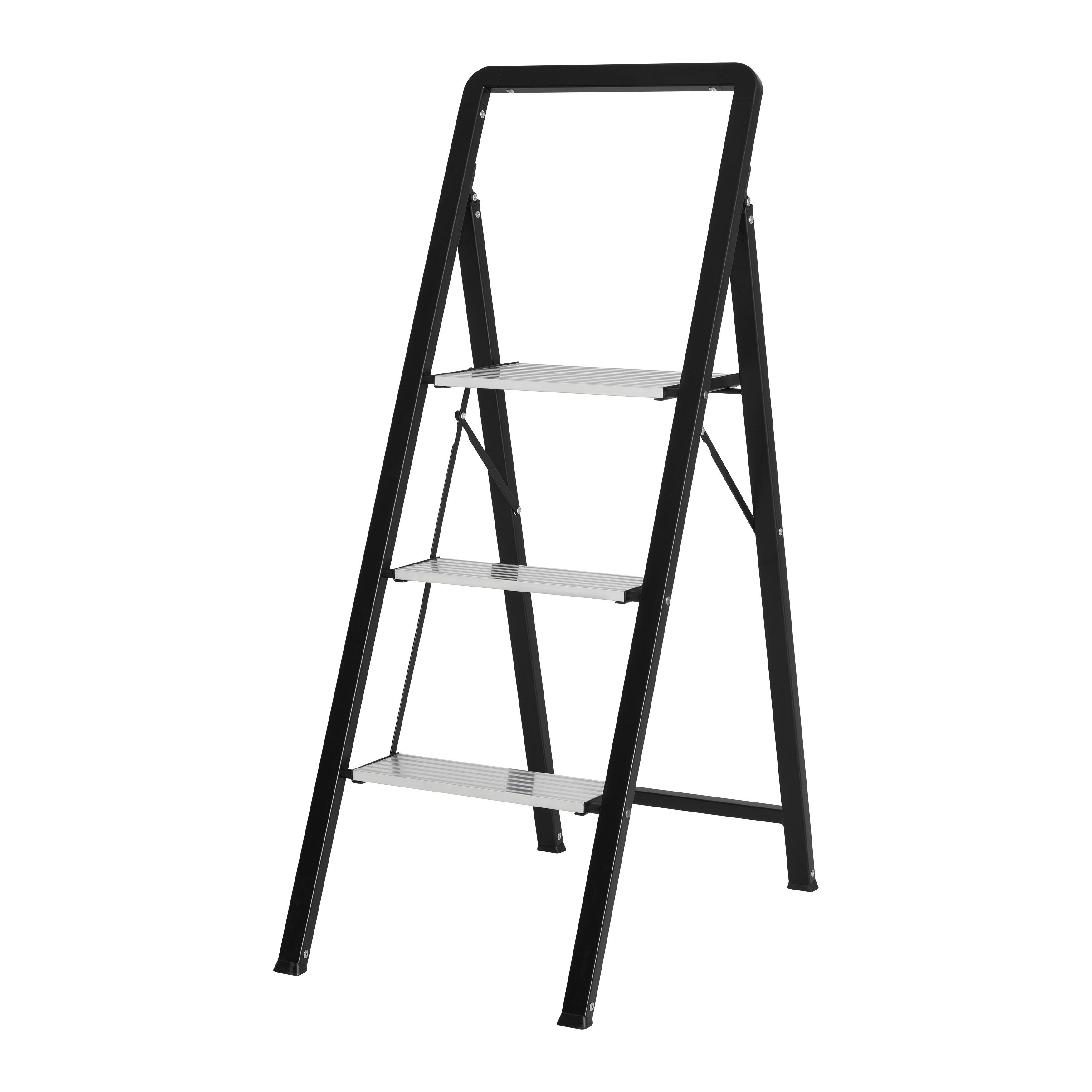 Skladací schodík MAGNUS - čierna/biela, Modern, kov (41,1/62/104,5cm) - Mömax