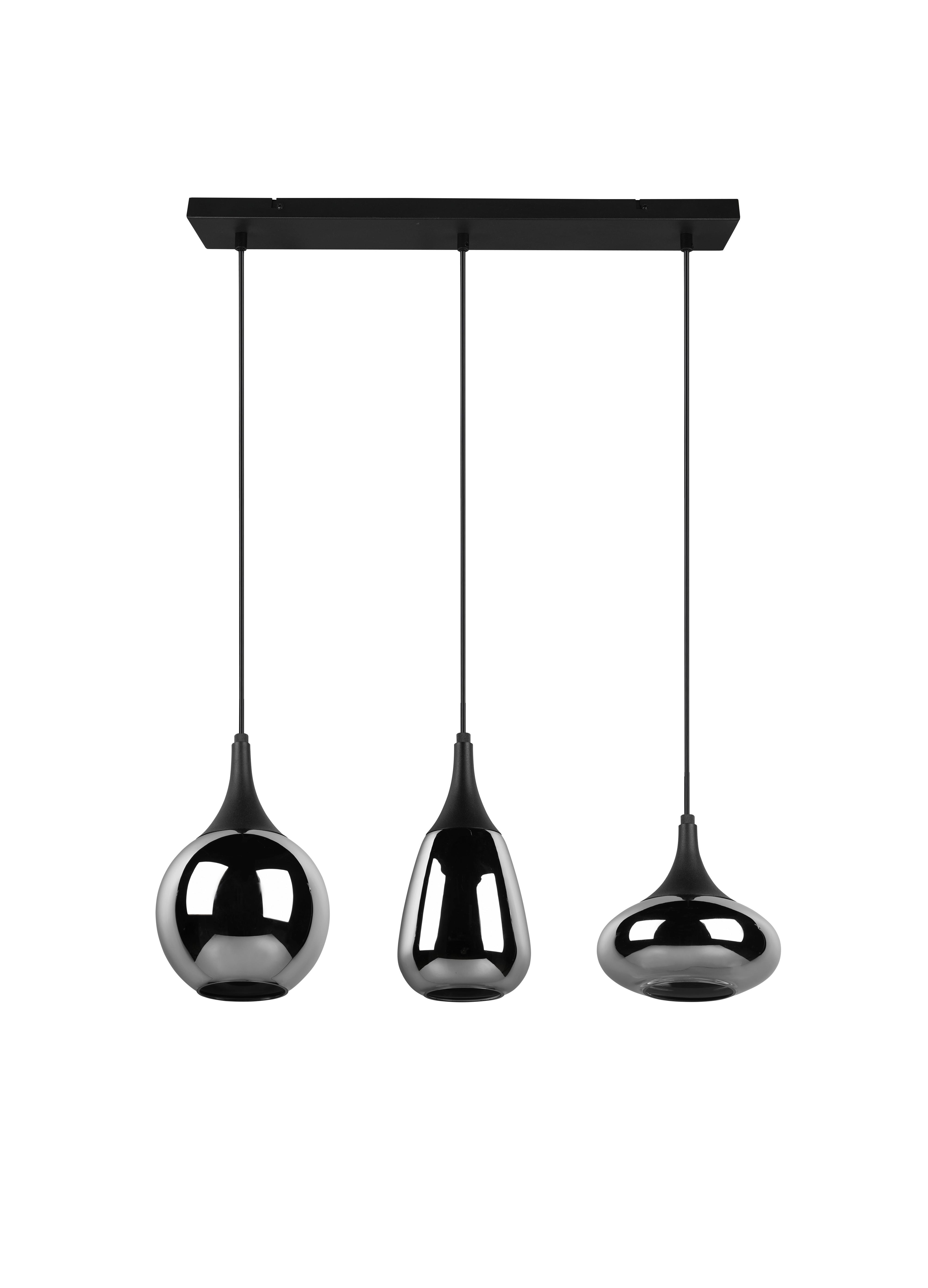 Hängeleuchte 317000332 LUMINA - Chromfarben/Schwarz, Design, Glas/Metall (68.8/19.5/150cm) - Trio Leuchten