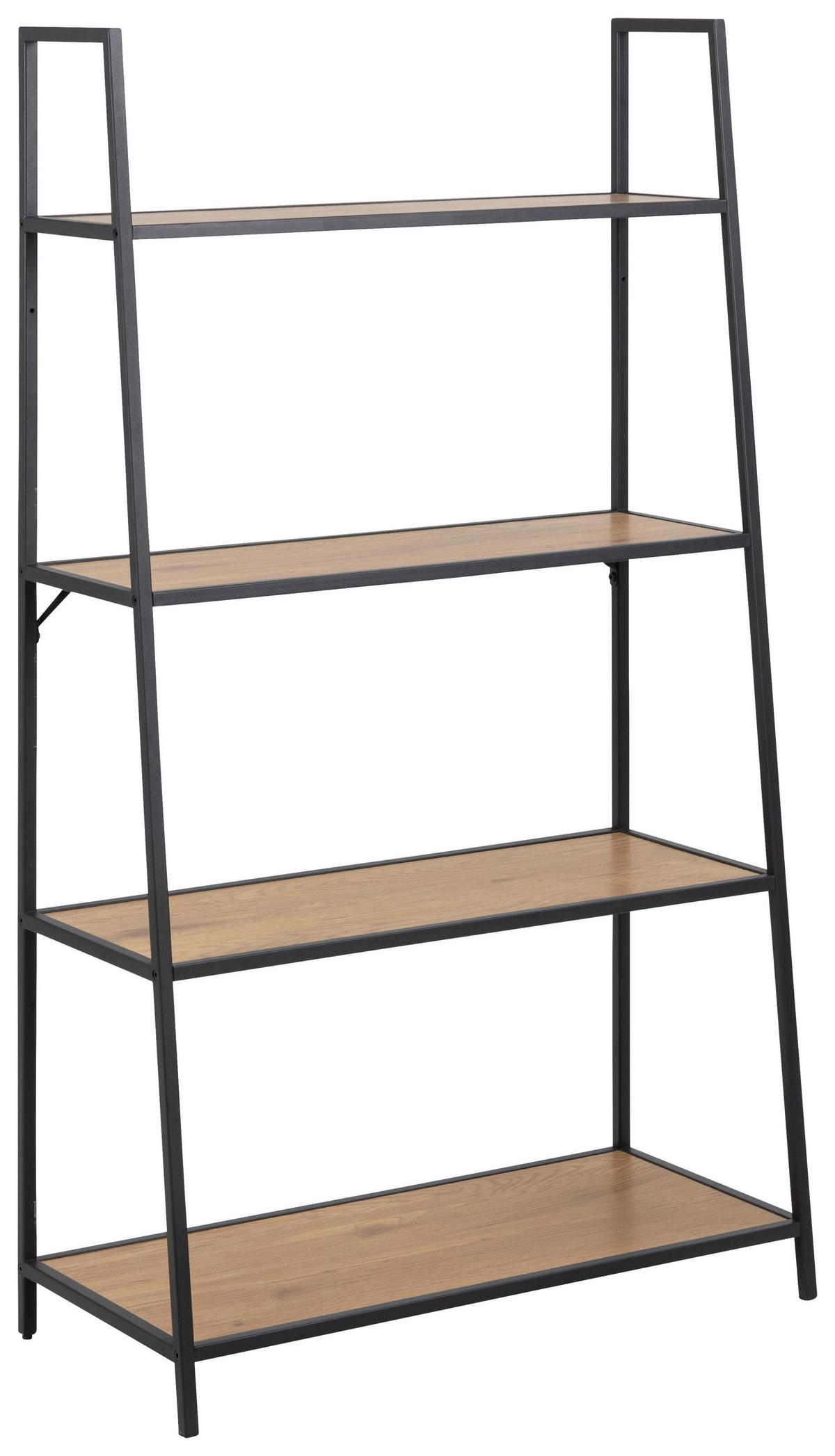 Regál kovové konstrukce Seaford Š: 77 cm - černá/barvy dubu, Moderní, kov/kompozitní dřevo (77/138/36cm)