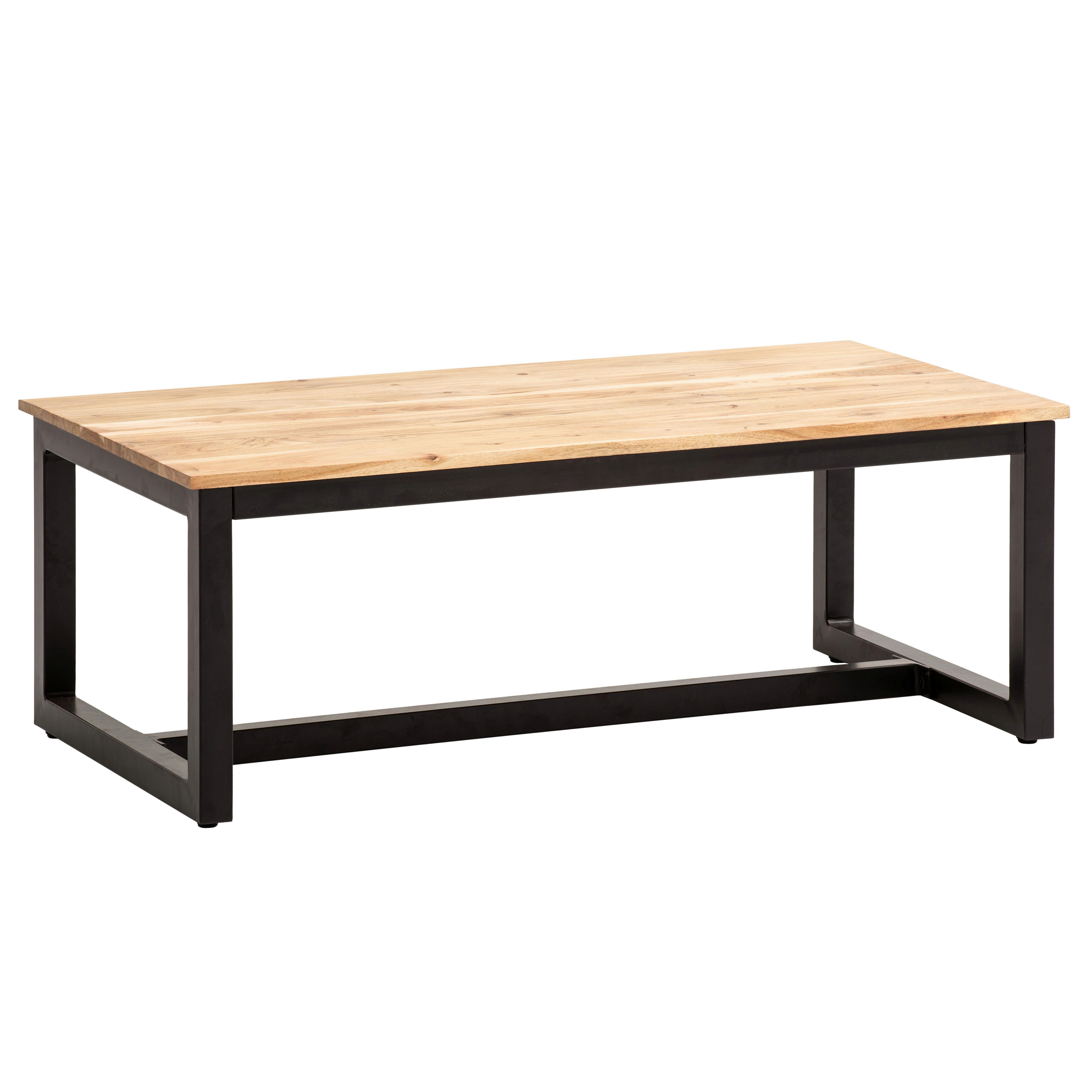 Couchtisch Akaziefarben L: 110 cm - Schwarz/Akaziefarben, Design, Holz/Metall (110/60/40cm) - MID.YOU