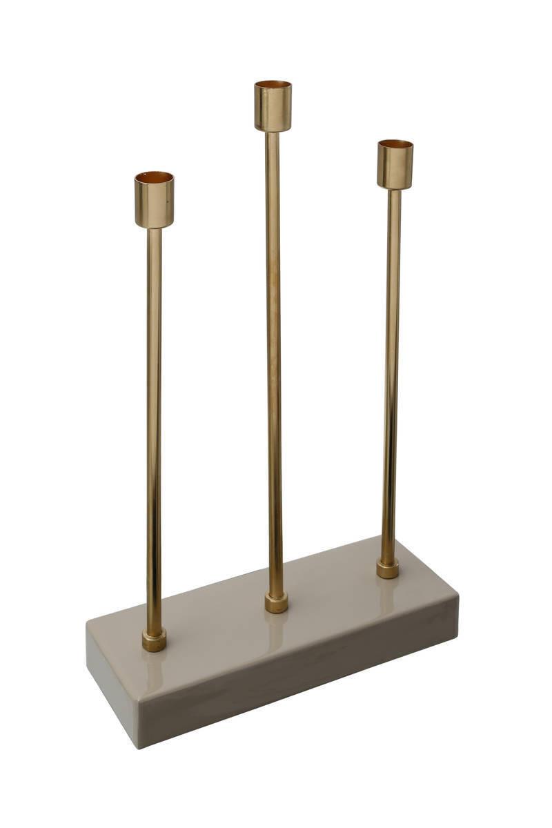 Kerzenständer Art Deco Eisen Goldfarben/Bordeaux