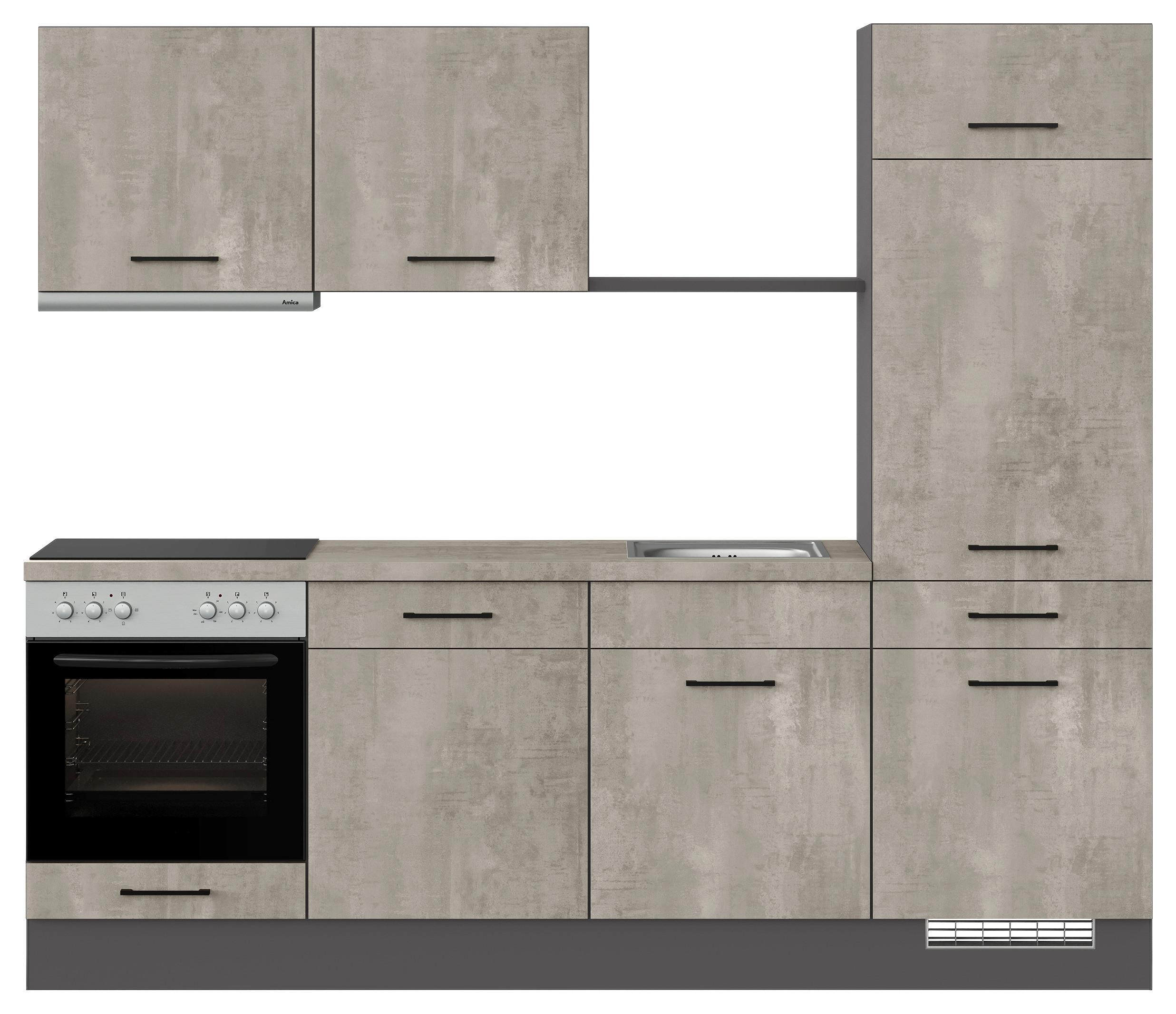 Küchenblock Ip120 Grau B: 240 cm - Graphitfarben/Grau, Trend, Holzwerkstoff (240cm) - Impuls