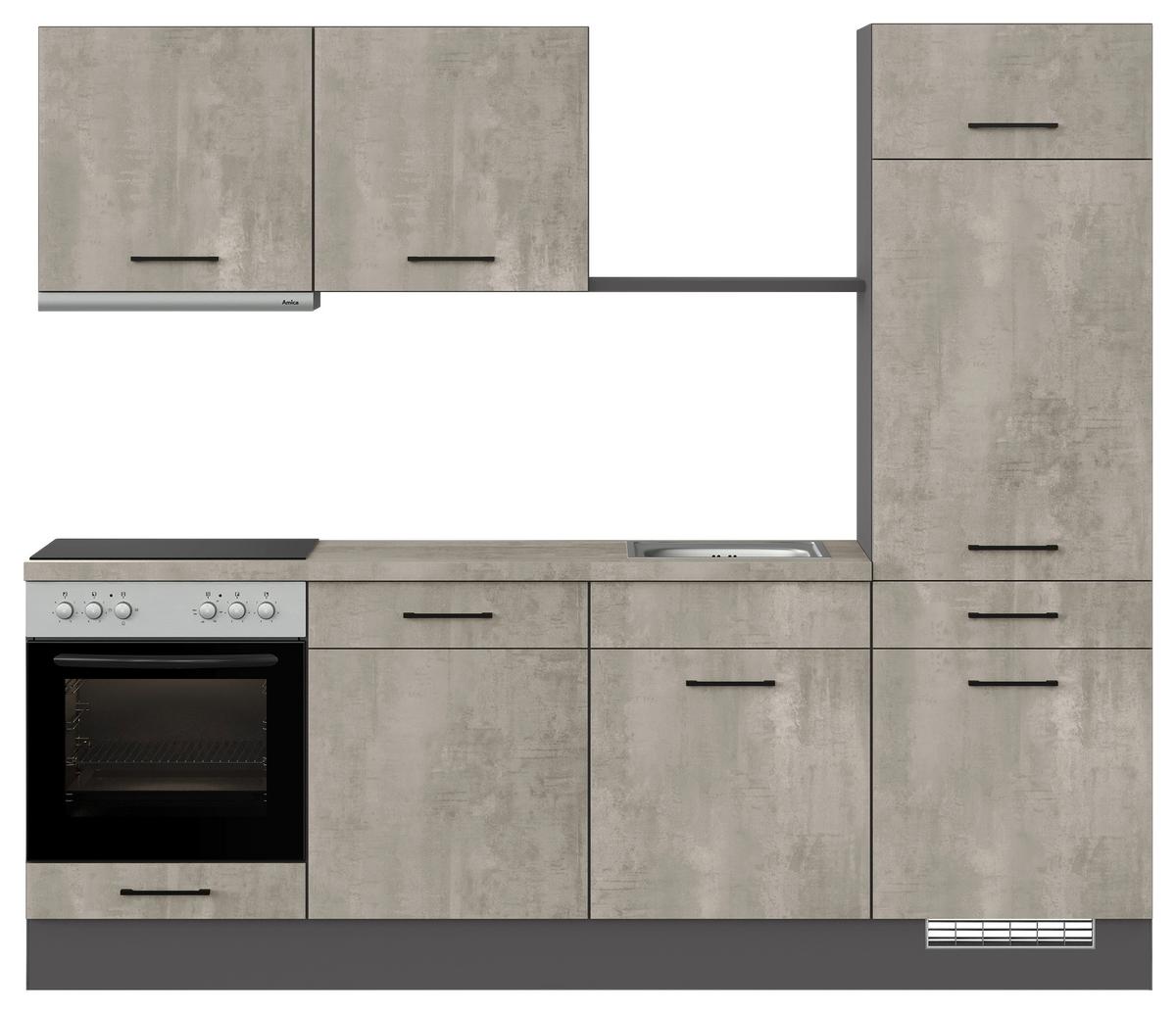 Küchenblock Ip120 Grau B: 240 cm - Graphitfarben/Grau, Trend, Holzwerkstoff (240cm) - Impuls