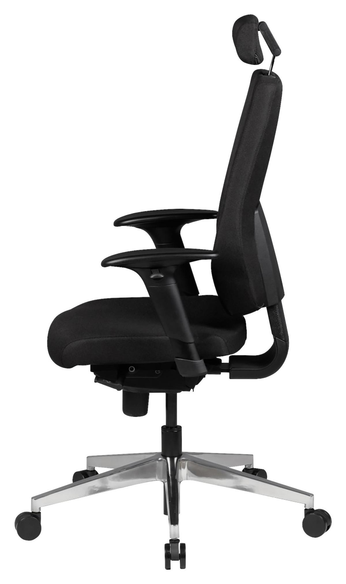 Drehstuhl Spm 1.279 B: 60 cm Schwarz - Schwarz/Alufarben, MODERN, Kunststoff/Textil (60/141/60cm) - MID.YOU