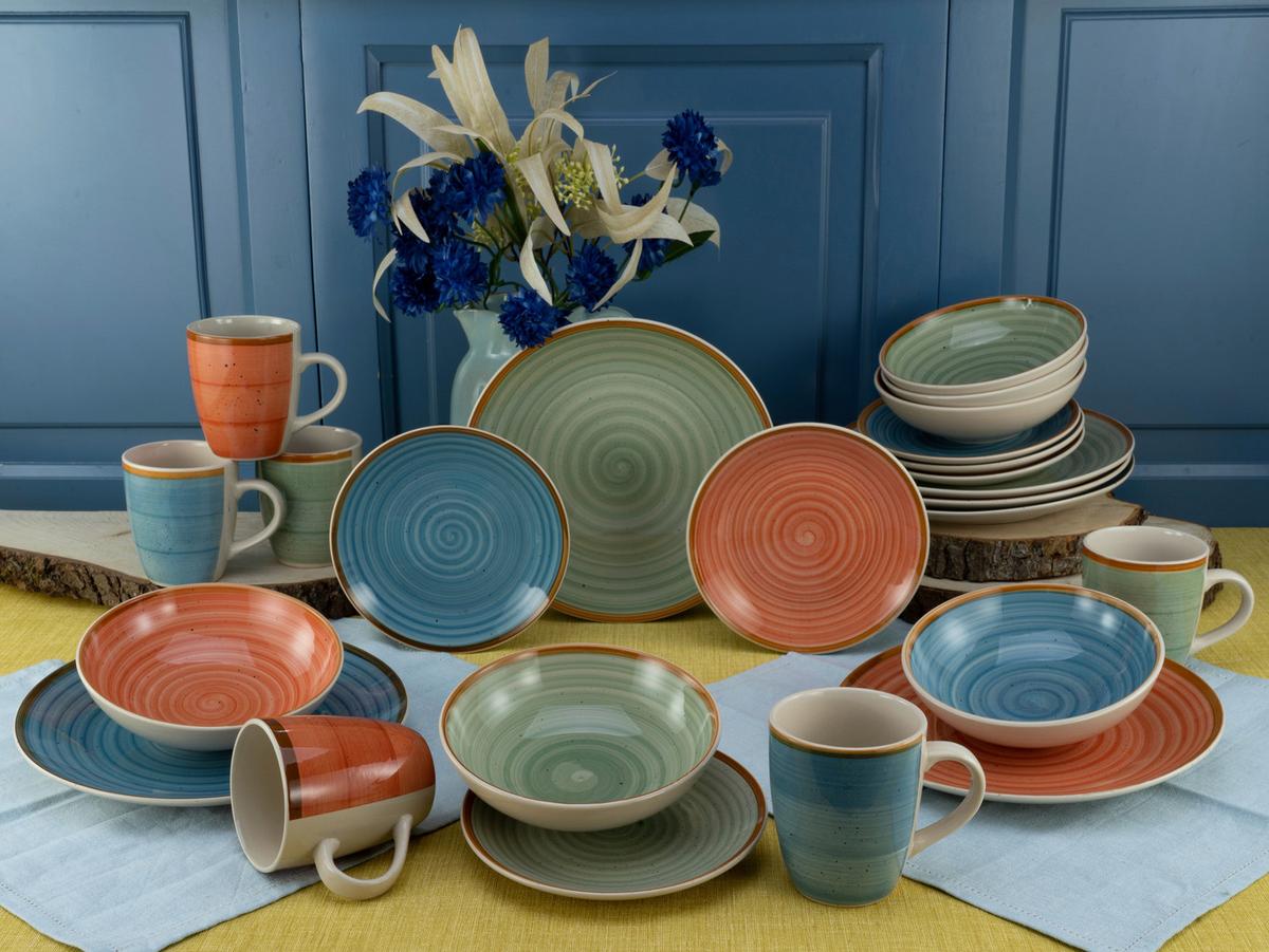 Kombiservice Keramik 6 Personen Handbemalt - Multicolor, KONVENTIONELL, Keramik - Creatable