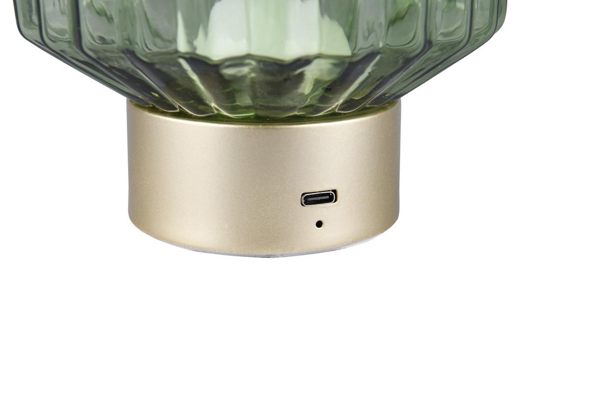 Akku-tischleuchte R57761115 - Messingfarben/Grün, KONVENTIONELL, Glas (13/19,5cm)