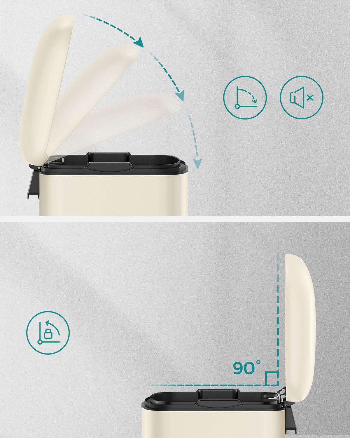 Abfallsammler Schwarz B: 34,5cm - Creme/Schwarz, Basics, Kunststoff/Metall (34,5/61,5/32,5cm)