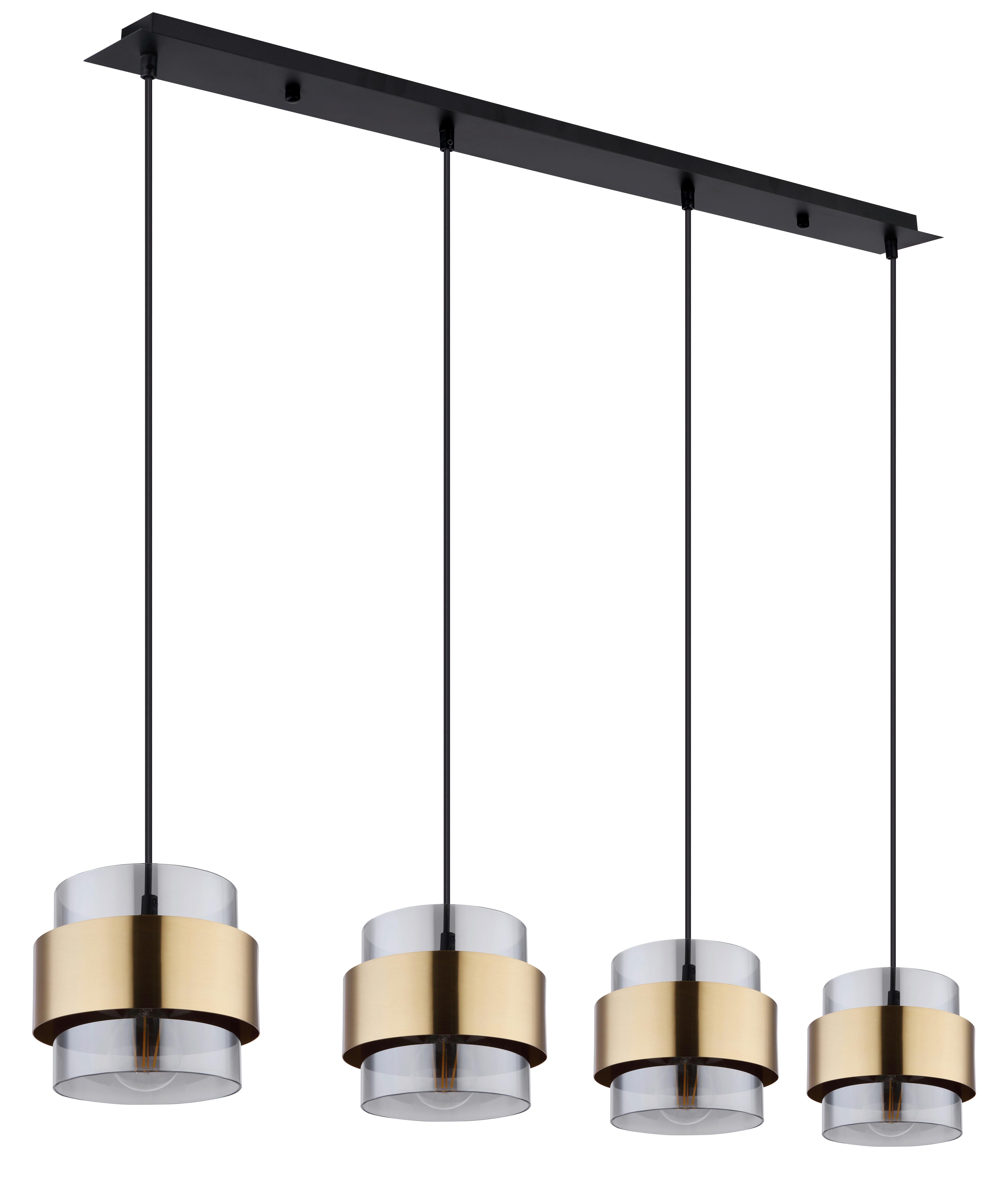Függőlámpa 15560-4h - fekete/sárgarézszínű, Design, üveg/fém (111/18/120cm)