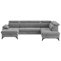 Wohnlandschaft mit Bettkasten Hudson Grau - Schwarz/Grau, Textil (166/324/207cm) - MID.YOU