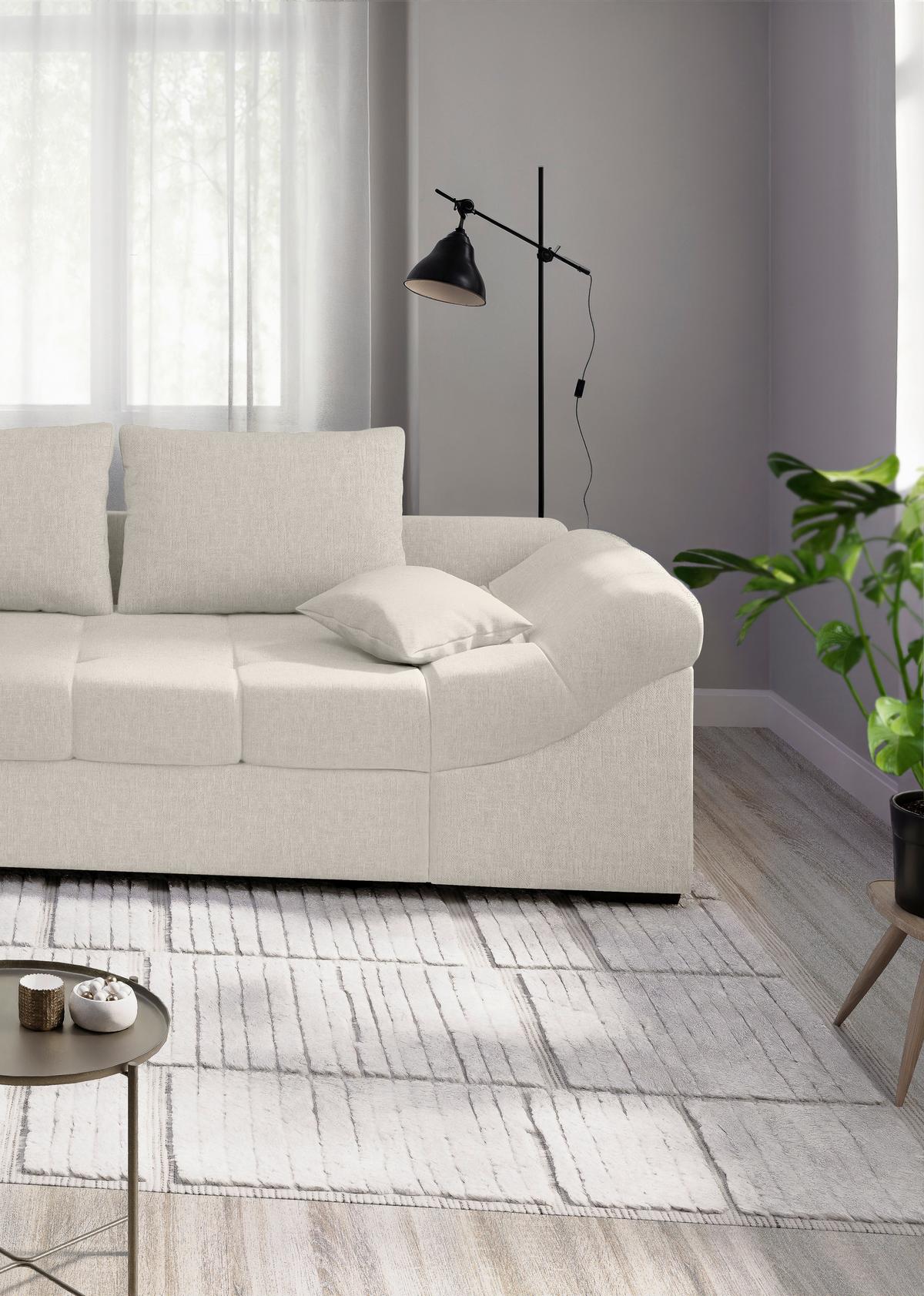 Eckschlafsofa Alvito Weiß S: 202x298 Cm - Schwarz/Weiß, MODERN, Textil (202/298cm) - MID.YOU