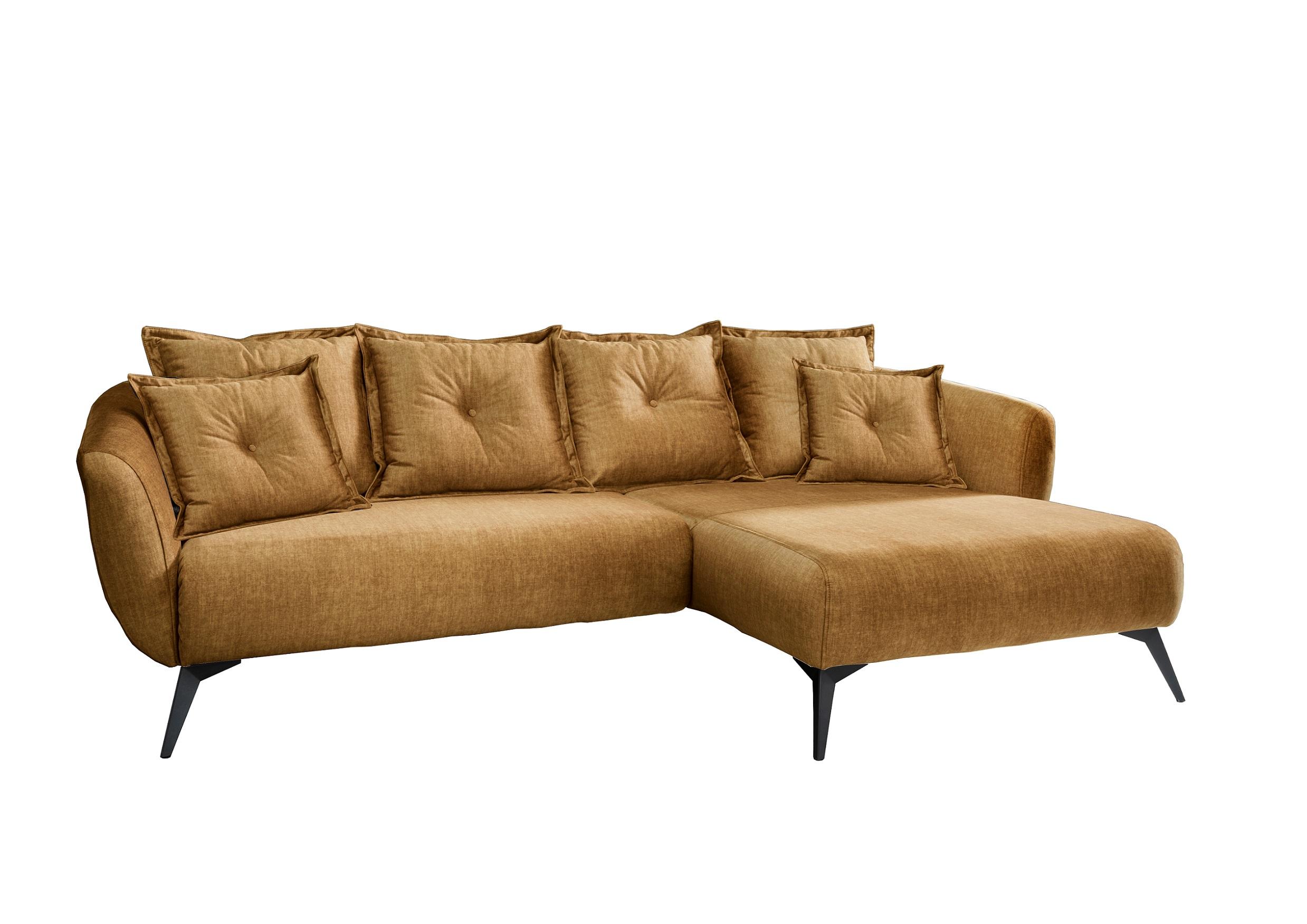 Ecksofa Baggio Mit Kissen Textil Gelb - Gelb/Schwarz, MODERN, Holz/Textil (277/162cm) - Livetastic