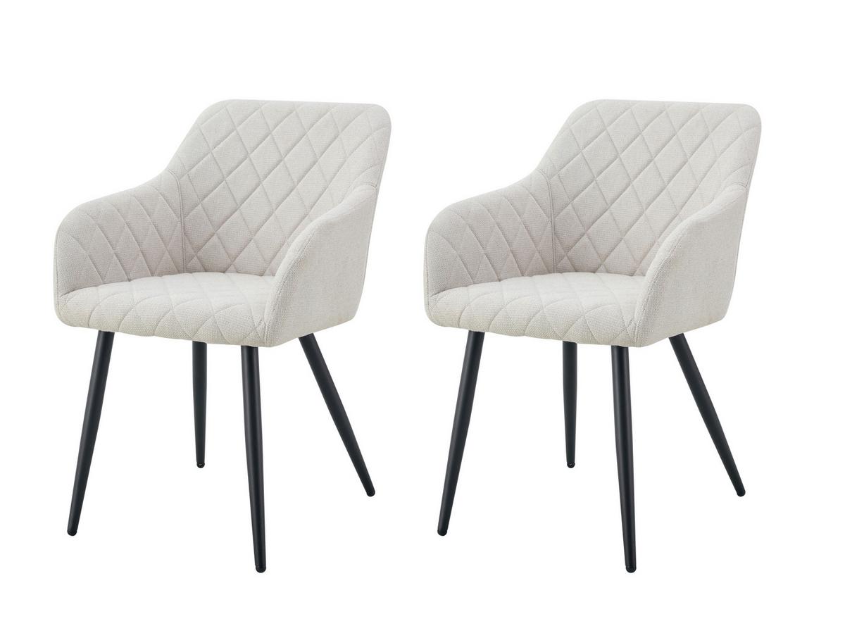 Stuhl-Set Lea Creme 56 cm - Creme/Schwarz, MODERN, Textil/Metall (56/83/60cm) - MID.YOU