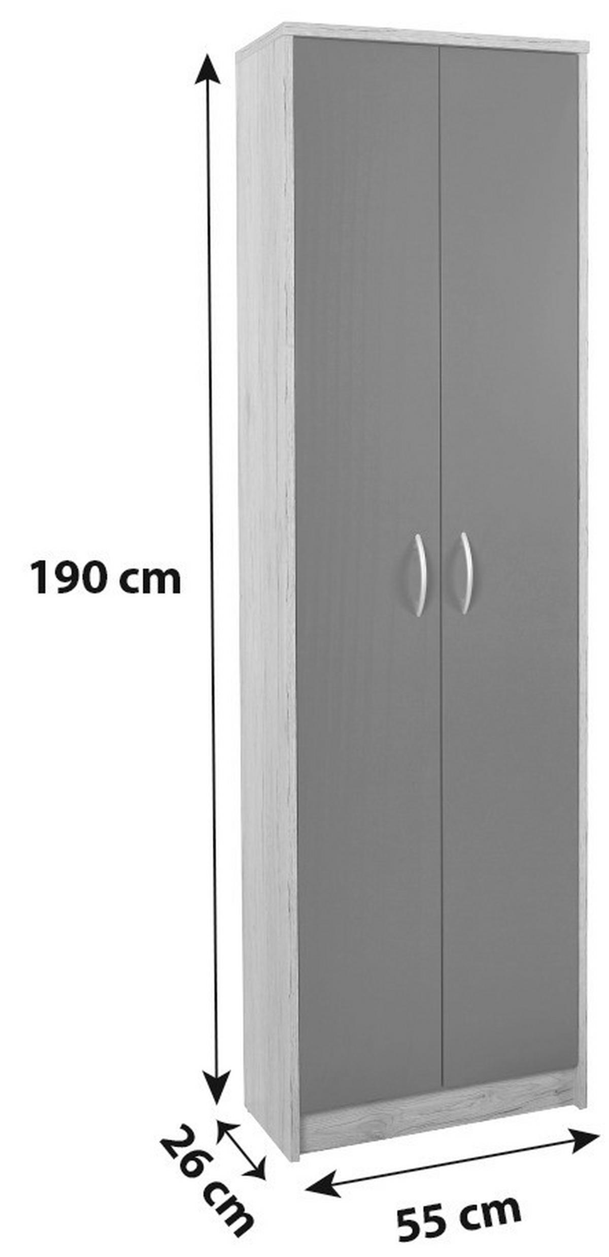 Drehtürenschrank 55 cm San Remo Hell/ Moorbraun Dekor - Eichefarben/Braun, KONVENTIONELL, Holzwerkstoff (55/190/26cm)
