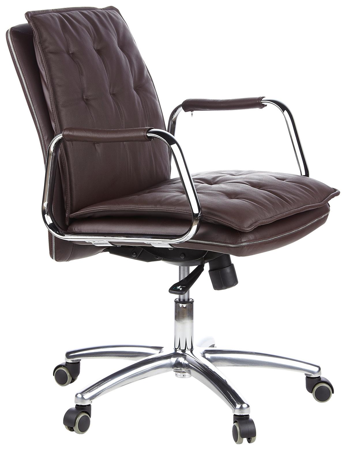 Chefsessel Villa Braun Bis 120 Kg - Silberfarben/Braun, Basics, Leder/Kunststoff (60/109/48cm) - MID.YOU