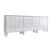 Sideboard Mailand5b:237cm Weiß/Eiche - Weiß Hochglanz/Eiche Artisan, MODERN, Holzwerkstoff (237/86/33cm) - MID.YOU