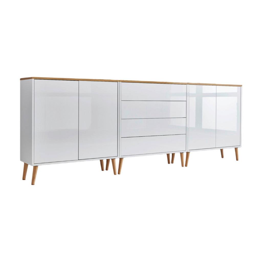 SIDEBOARD Mailand5B:237cm Weiß/Eiche