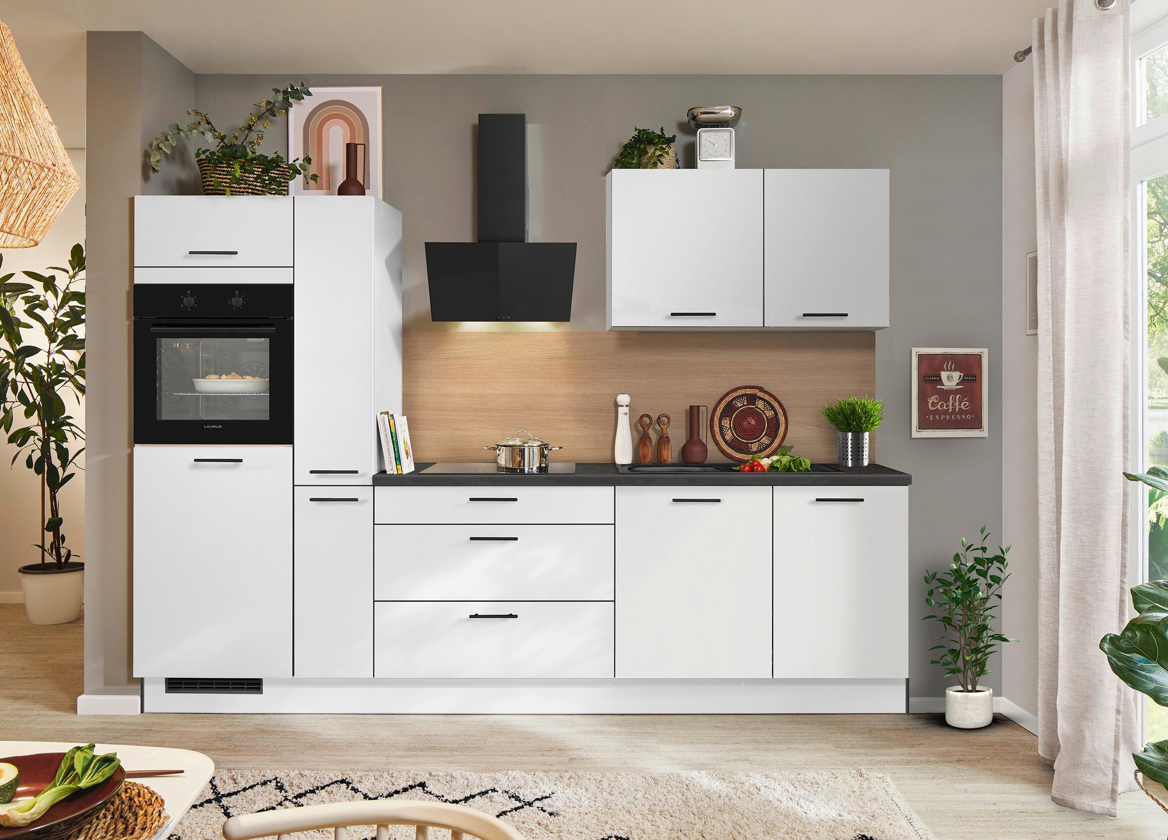 Kuchynský blok PN 210, vrát.5 spotrebičov, 280 cm - čierna/sivá, Modern, kompozitné drevo (280cm) - Pino