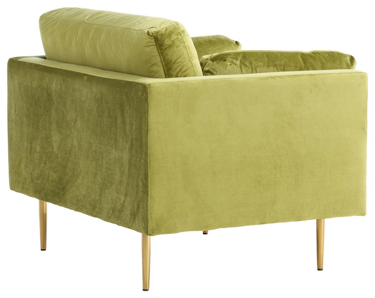 Sessel Boom - Goldfarben/Grün, Design, Textil/Metall (110/84/86cm) - Livetastic