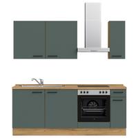 Küchenleerblock Easytouch Low-Line, L5 Rechts - Dunkelgrün/Eichefarben, MODERN, Holzwerkstoff (210cm) - Nobilia