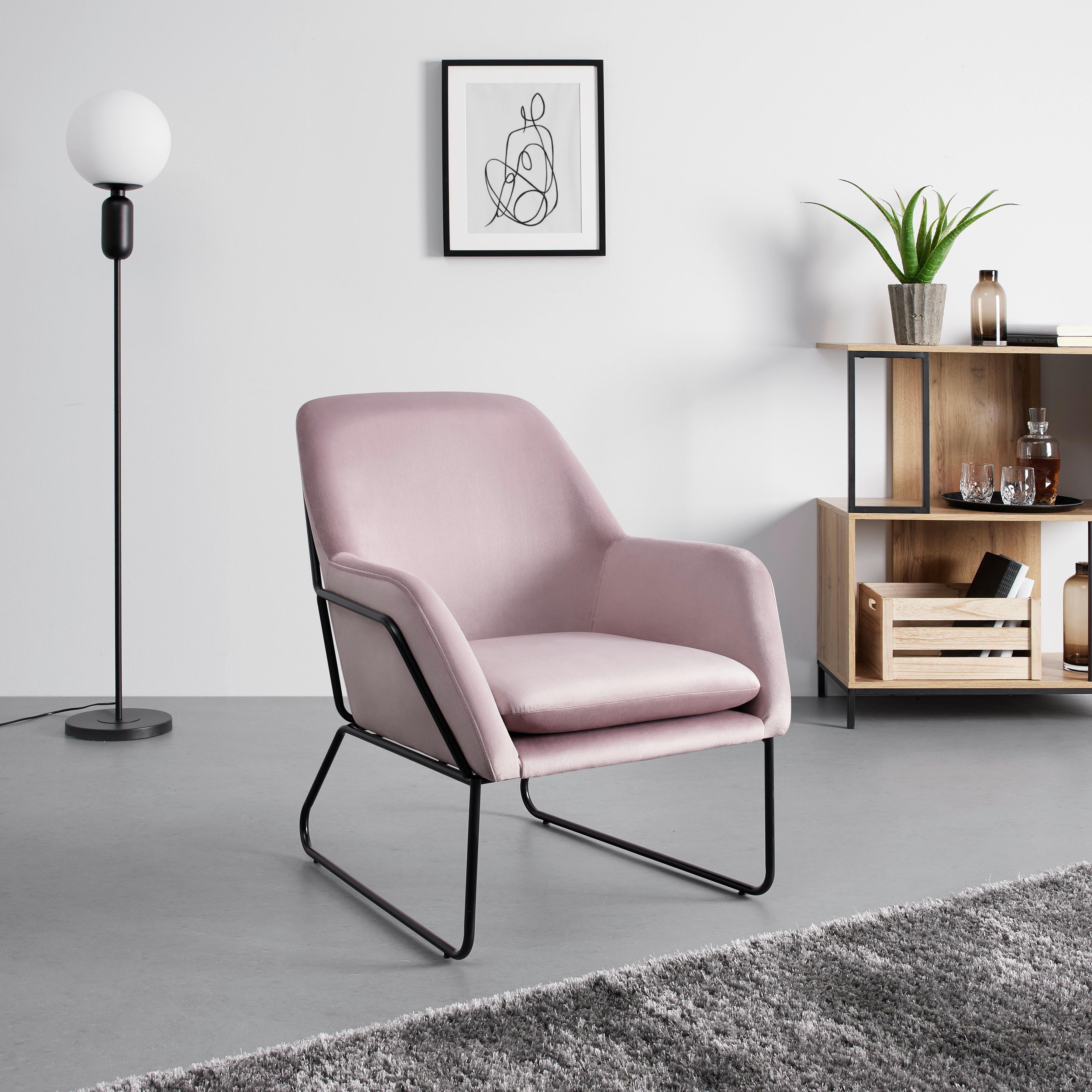 Čalúnené Kreslo Kezia, Ružové - čierna/ružová, Moderný, kov/textil (71/84/79cm) - Bessagi Home