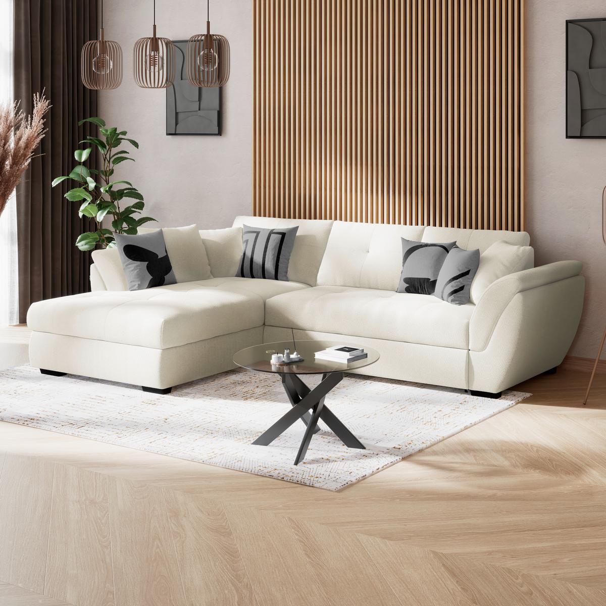 Rohová sedačka BERISSO, levá, šedá tk. VINCI - šedá/černá, Konvenční, textil/plast (187/278cm) - Ondega