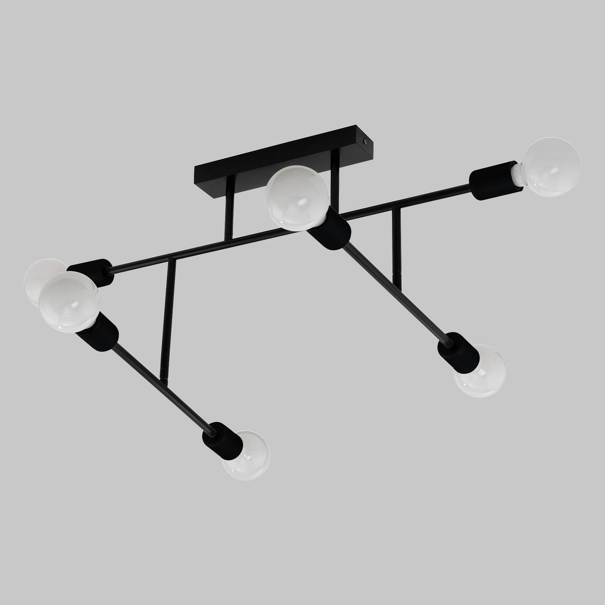 Deckenleuchte Belsiana L: 89 cm 6-Flammig drehbar - Schwarz, MODERN, Metall (89/51/35cm)
