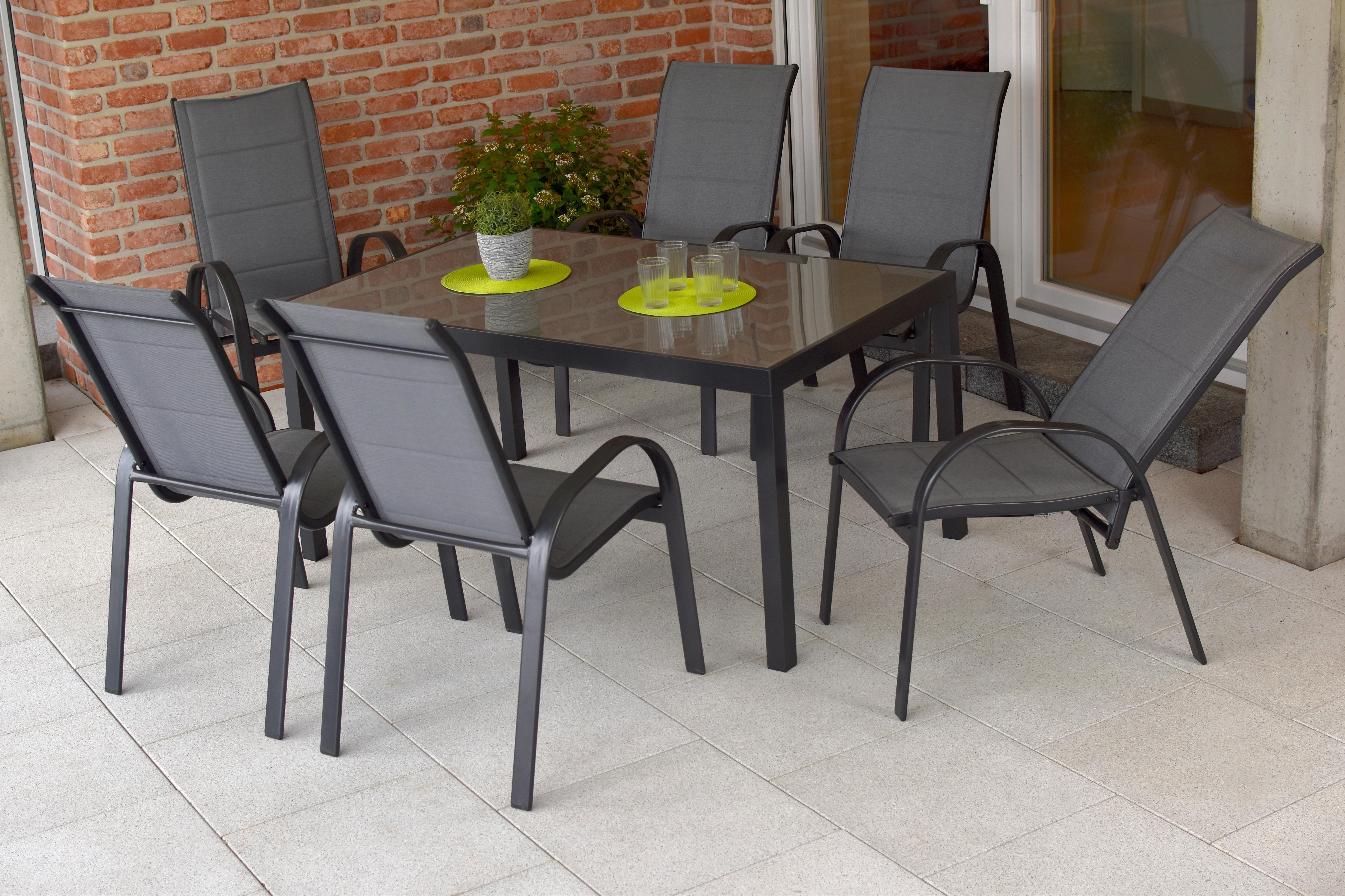 Gartensessel Stapelbar Amalfi Aluminium - Anthrazit/Graphitfarben, MODERN, Kunststoff/Metall (59/107/71cm) - Gardenson