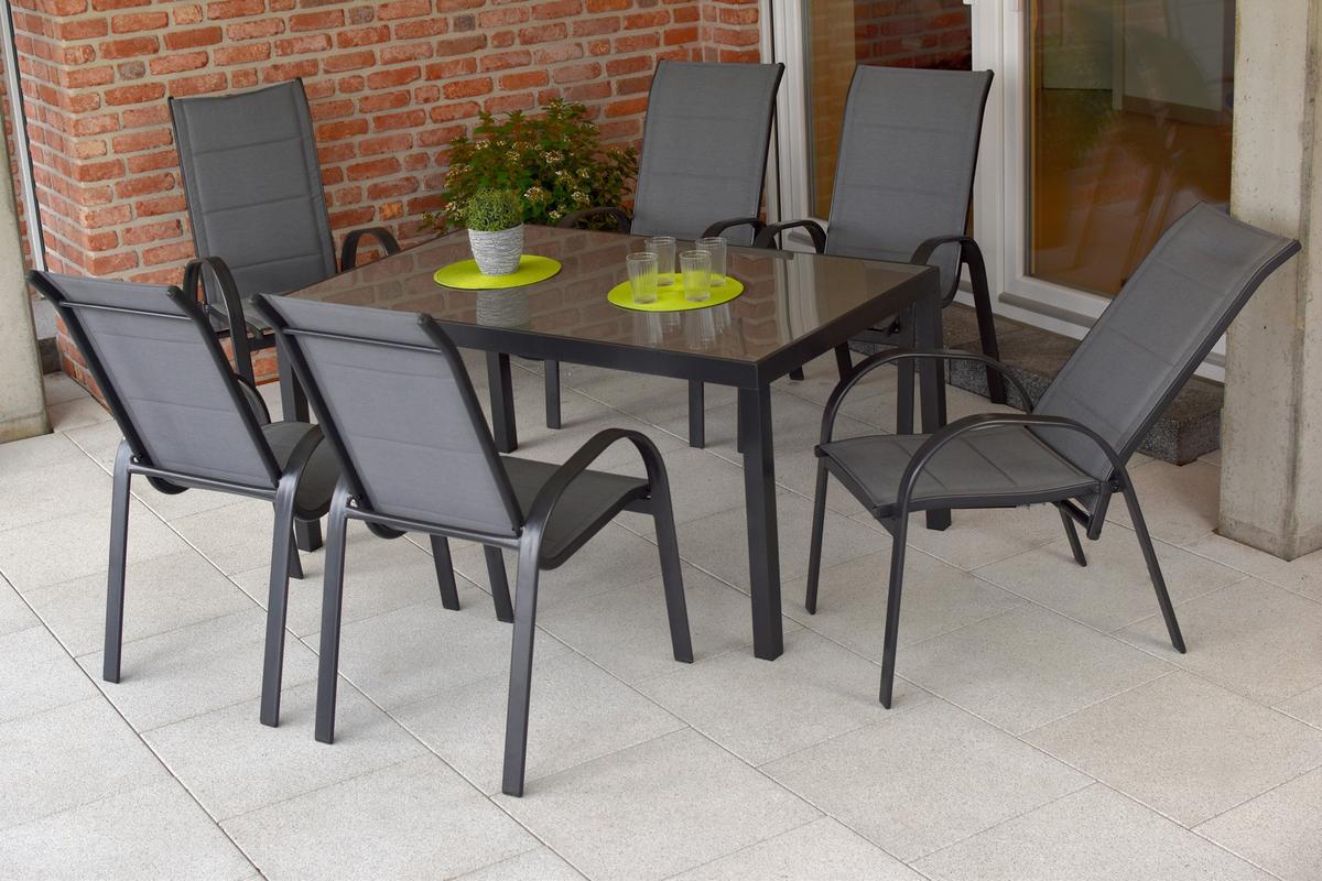 Gartensessel Stapelbar Amalfi Aluminium - Anthrazit/Graphitfarben, MODERN, Kunststoff/Metall (59/107/71cm) - Gardenson